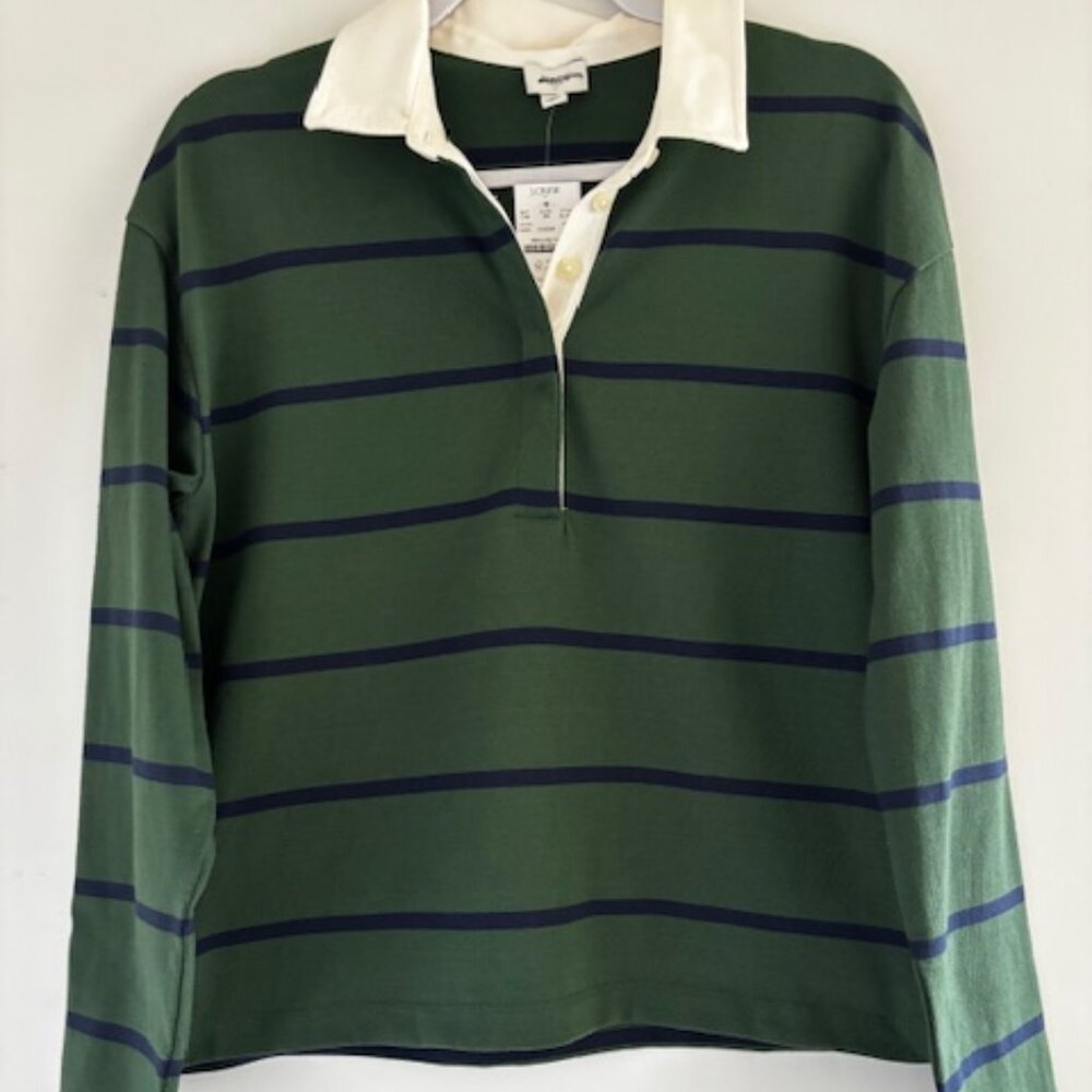 J. Crew Striped Rugby Shirt in Green and Blue